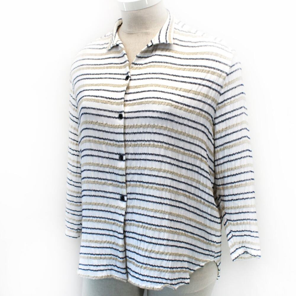Carole Tomkins Lagenlook Striped blouse shirt size 1 XL 1X Large